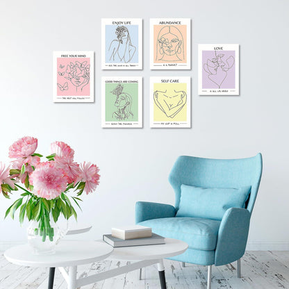 Abstrakte Minimalistische Wandbilder Weibliches Gesicht Blumen