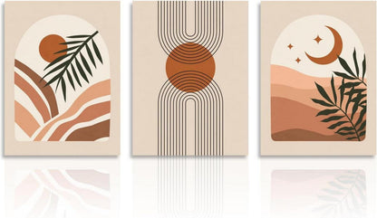 Abstrakte Boho Wandbilder Set für Schlafzimmer Wohnzimmer 30x40cm