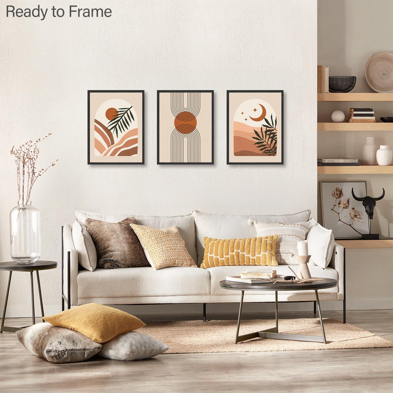 Boho Abstrakte Wandbilder Salbei Grün Geometrische Linie