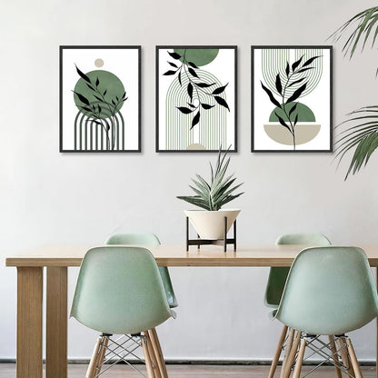 Salbei Grün Boho Wandbilder Minimalistische Geometrische Leinwand