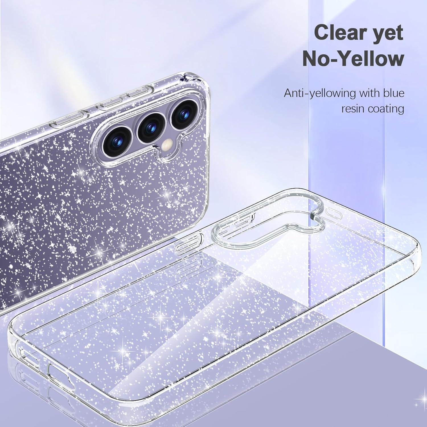 Klar Glitzer Handyhülle Samsung Galaxy S24 Plus 5G + 2x Schutzfolie