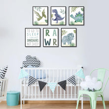 Abstrakte Dinosaurier Wandbilder Aquarell Leinwand Deko