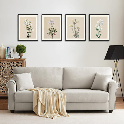 Boho Vintage Blumen Wandbilder 30x40 cm 4er Set