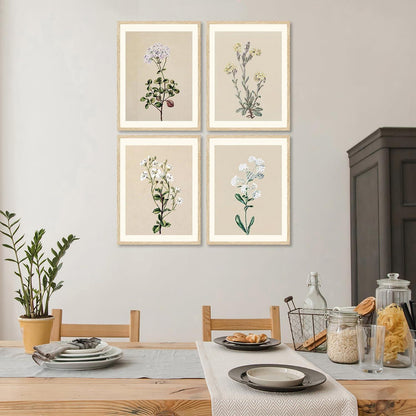 Boho Vintage Blumen Wandbilder Set 30x40cm Schlafzimmer Wohnzimmer Deko