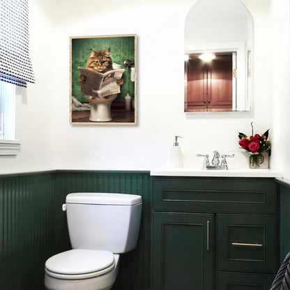 Lustige Katze in Toilette Wandbilder Badezimmer Deko 30x40cm
