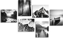 Moderne Schwarz-Weiß Berg Natur Wandbilder 20x25cm Set 6 Stück