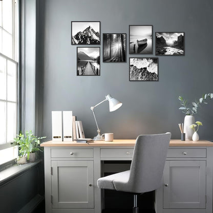 Dazzlewall Moderne Schwarz-Weiß Wandbilder 20x25 cm 6er Set