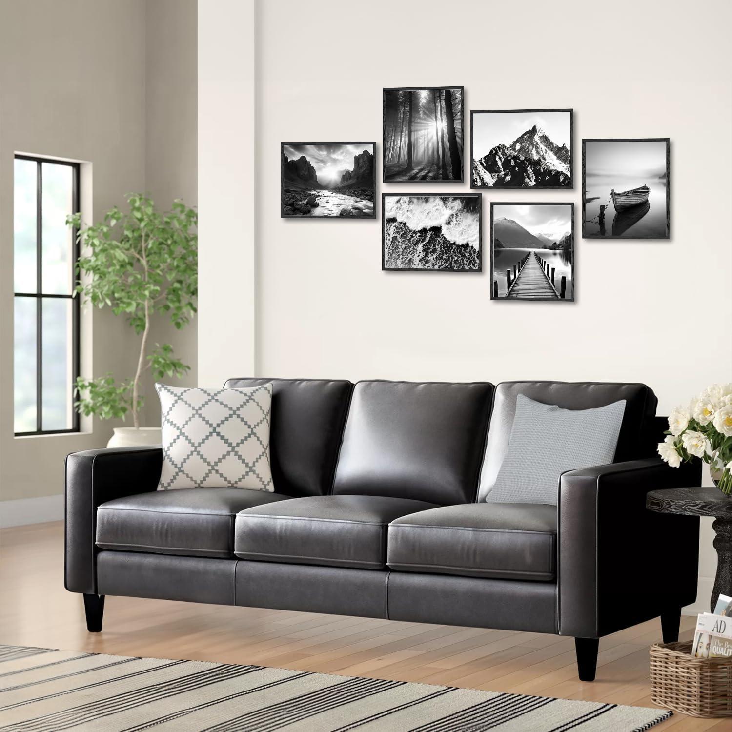 Moderne Schwarz-Weiß Berg Natur Wandbilder 20x25cm Set 6 Stück