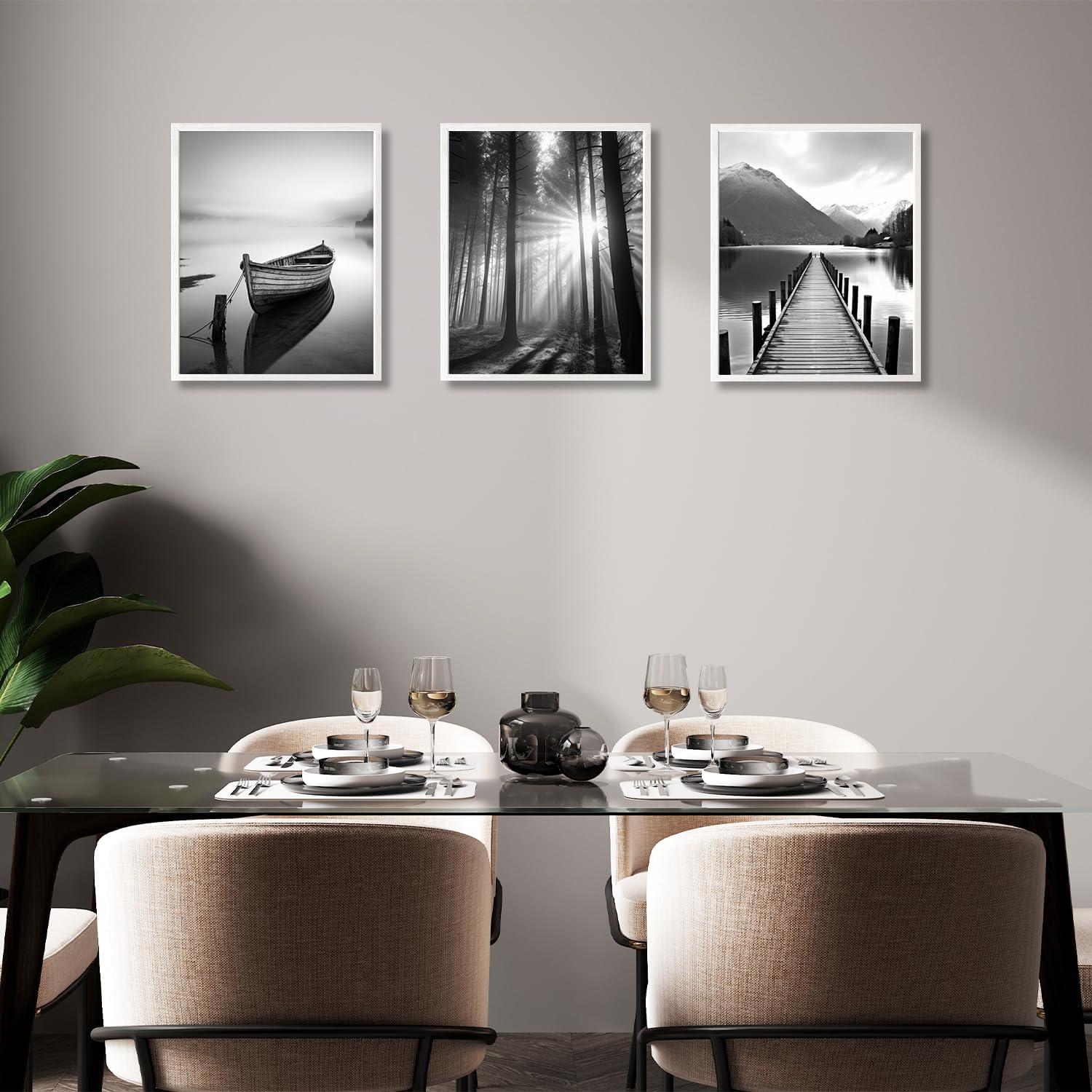 Schwarze und Weiße Berglandschaft Leinwandbilder Set 20x25cm 6er ohne Rahmen