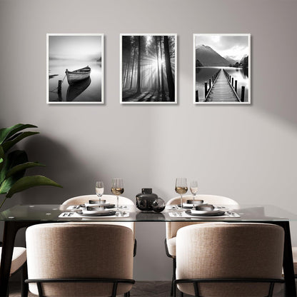 Schwarze und Weiße Berglandschaft Leinwandbilder Set 20x25cm 6er ohne Rahmen