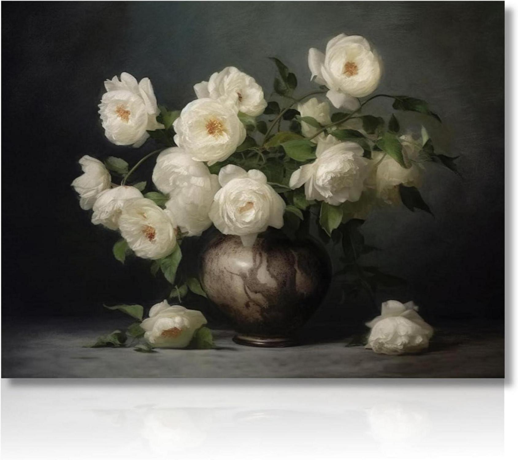 Rustikale Vintage Blume Leinwandbilder für Wohnzimmer Deko 30x40cm