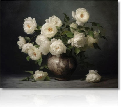 Rustikale Vintage Blume Leinwandbilder für Wohnzimmer Deko 30x40cm