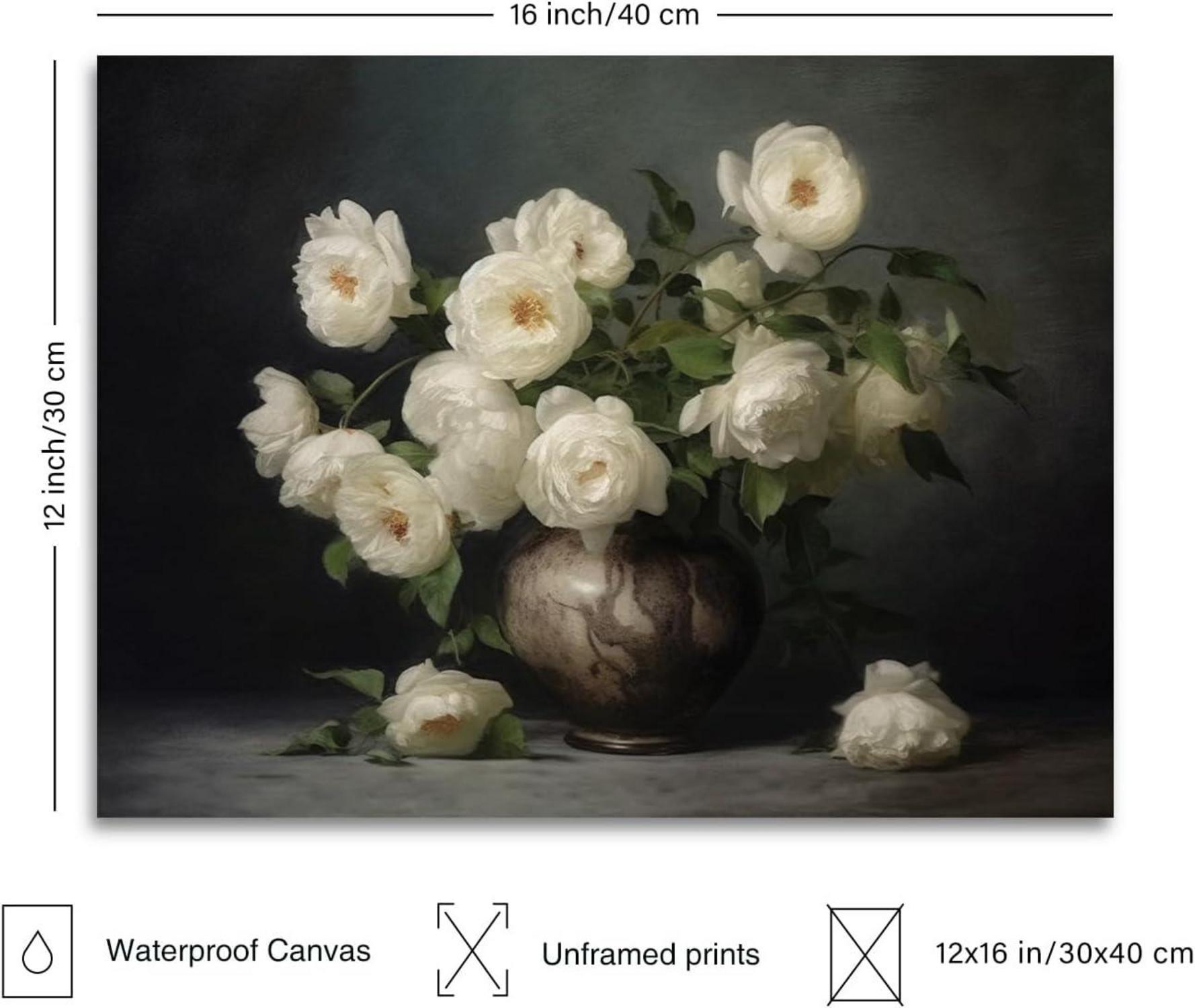 Weiß Blume Leinwand Bilder Vintage 30x40cm Wandbilder ohne Rahmen