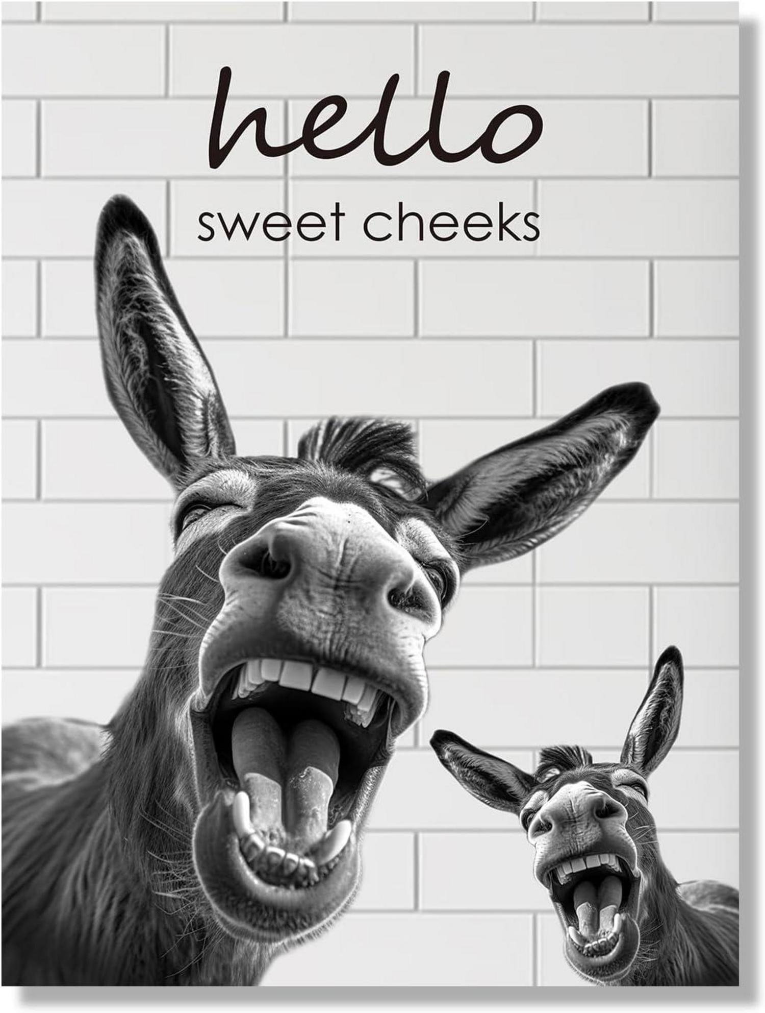 Lustiger Esel Wandbilder Leinwand Badezimmer Wohnzimmer Deko 30x40cm