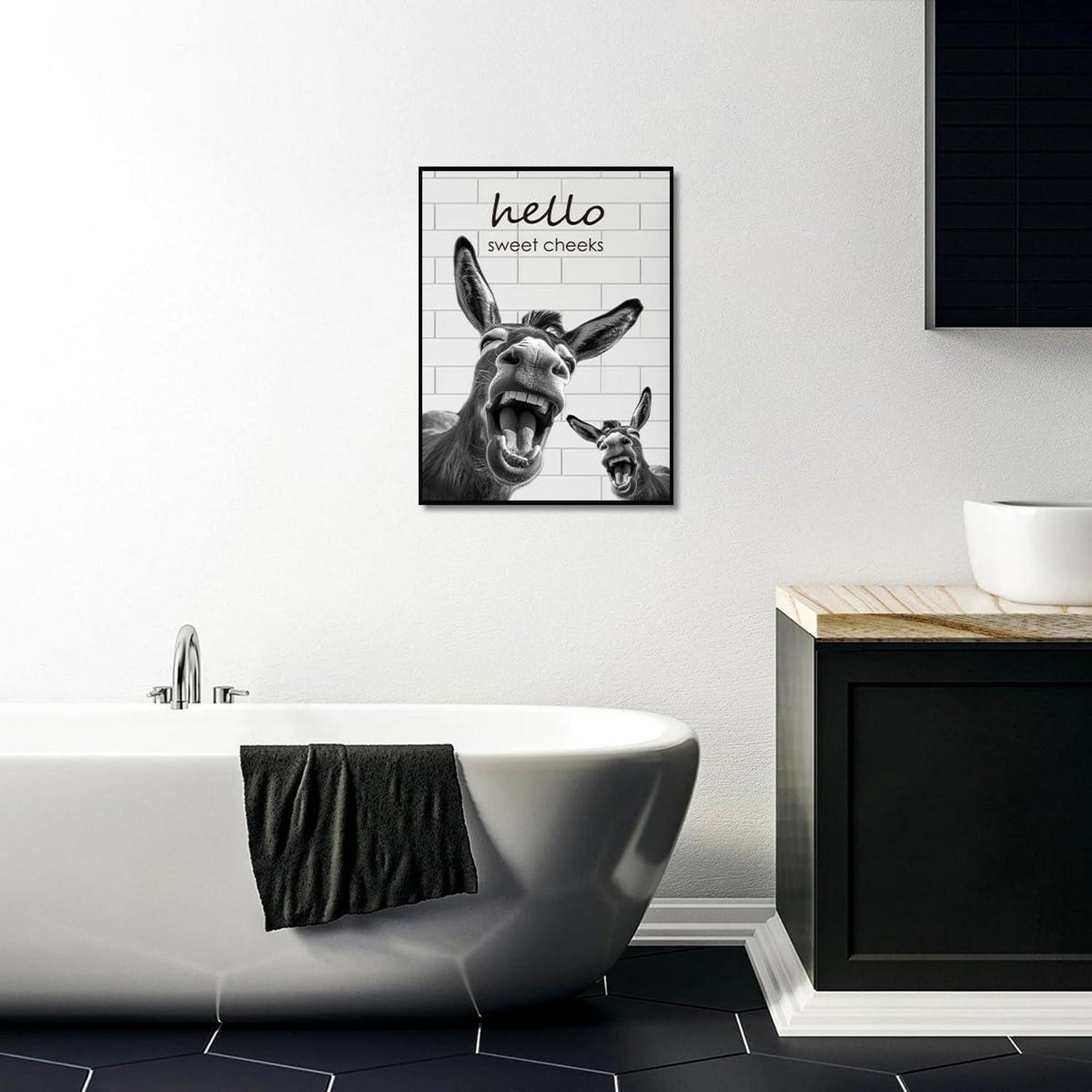 Lustiger Esel Leinwand Bilder Badezimmer Wohnzimmer Deko 30x40 cm