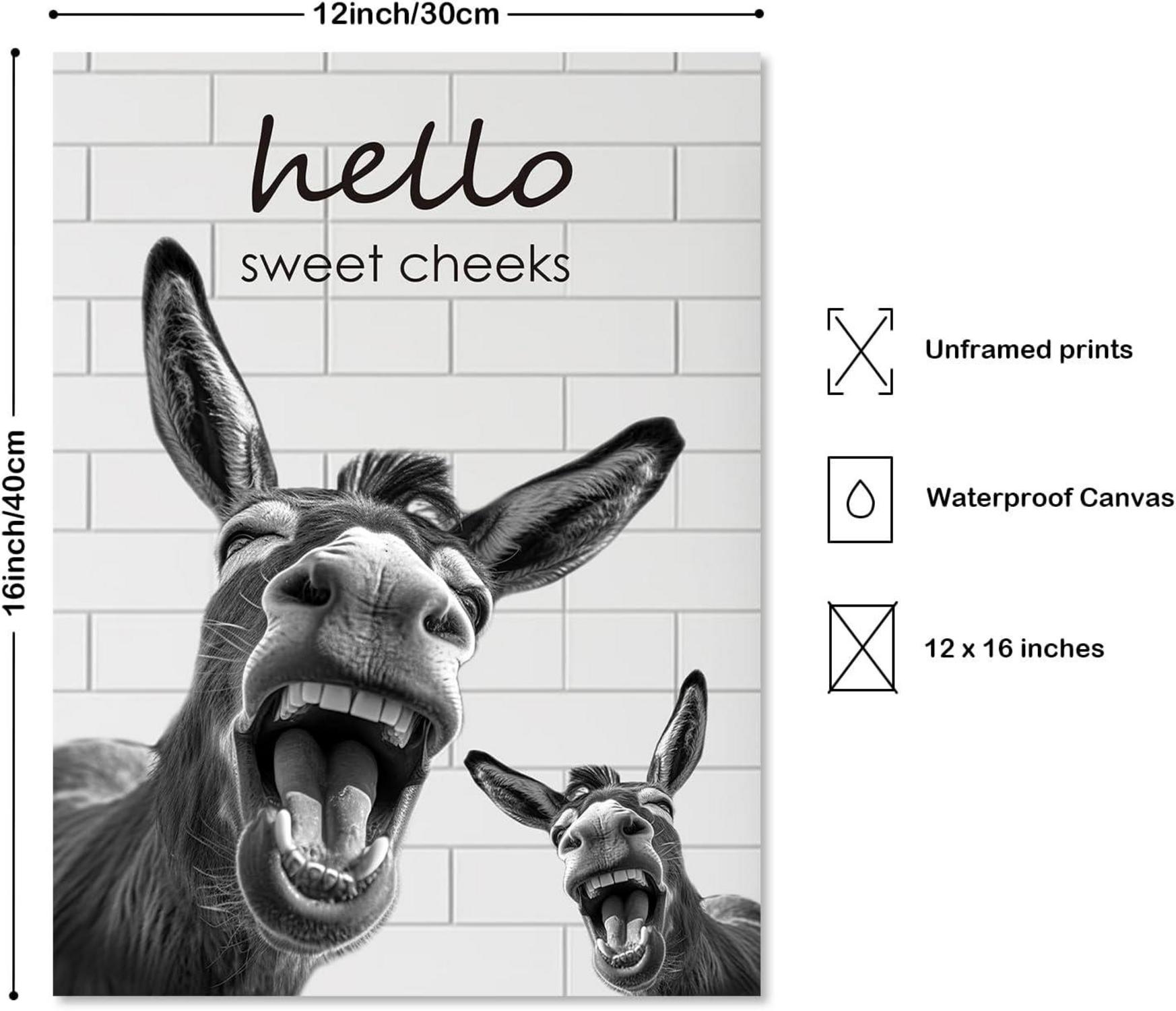 Lustiger Esel Leinwand Bild Wohnzimmer Badezimmer Deko 30x40 cm