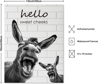 Lustiger Esel Leinwand Bild Wohnzimmer Badezimmer Deko 30x40 cm