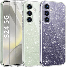 Glitzer Handyhülle Samsung Galaxy S24 5G Hülle 3in1 Transparent TPU