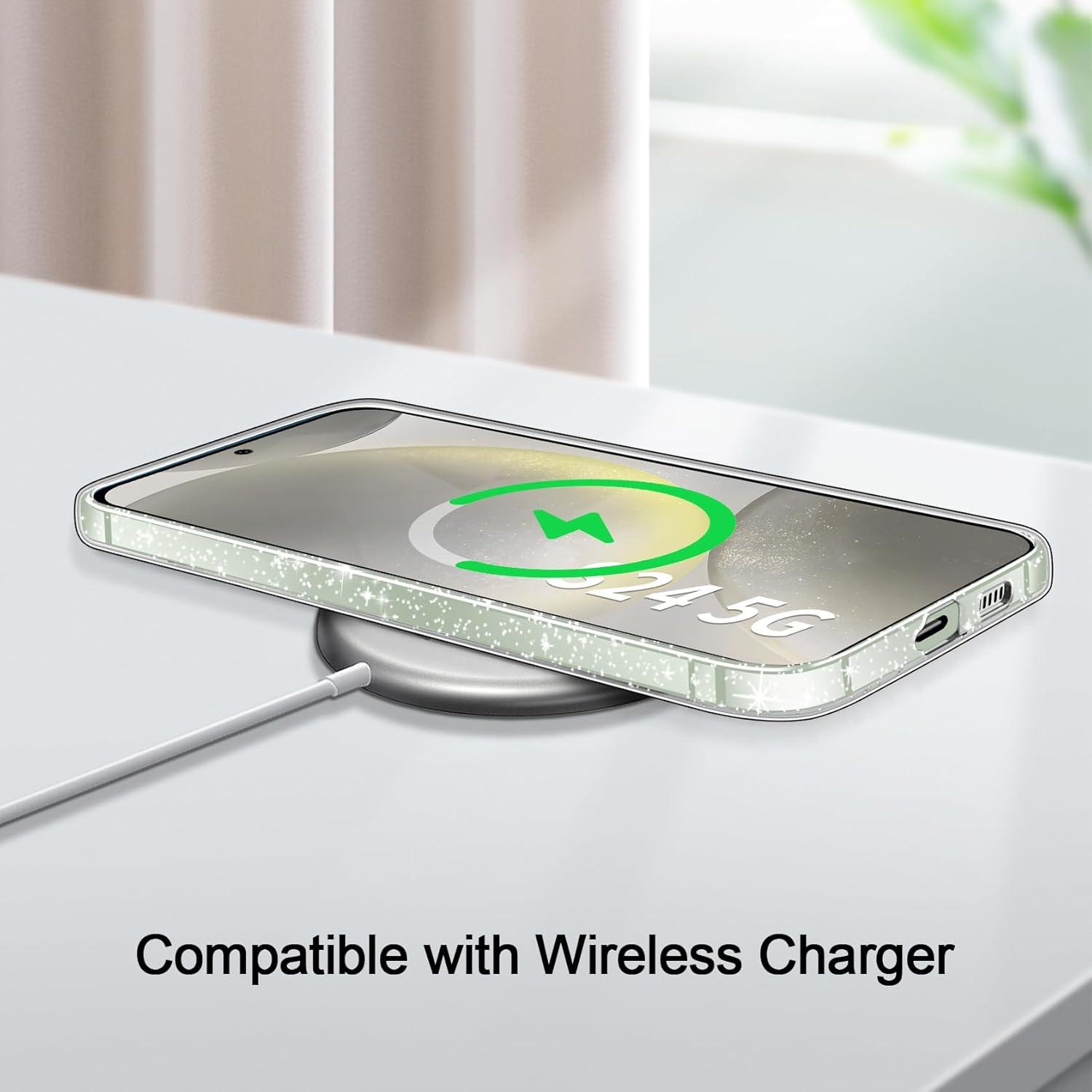 3 in 1 Glitzer Handyhülle Samsung Galaxy S24 5G Transparent Silikon