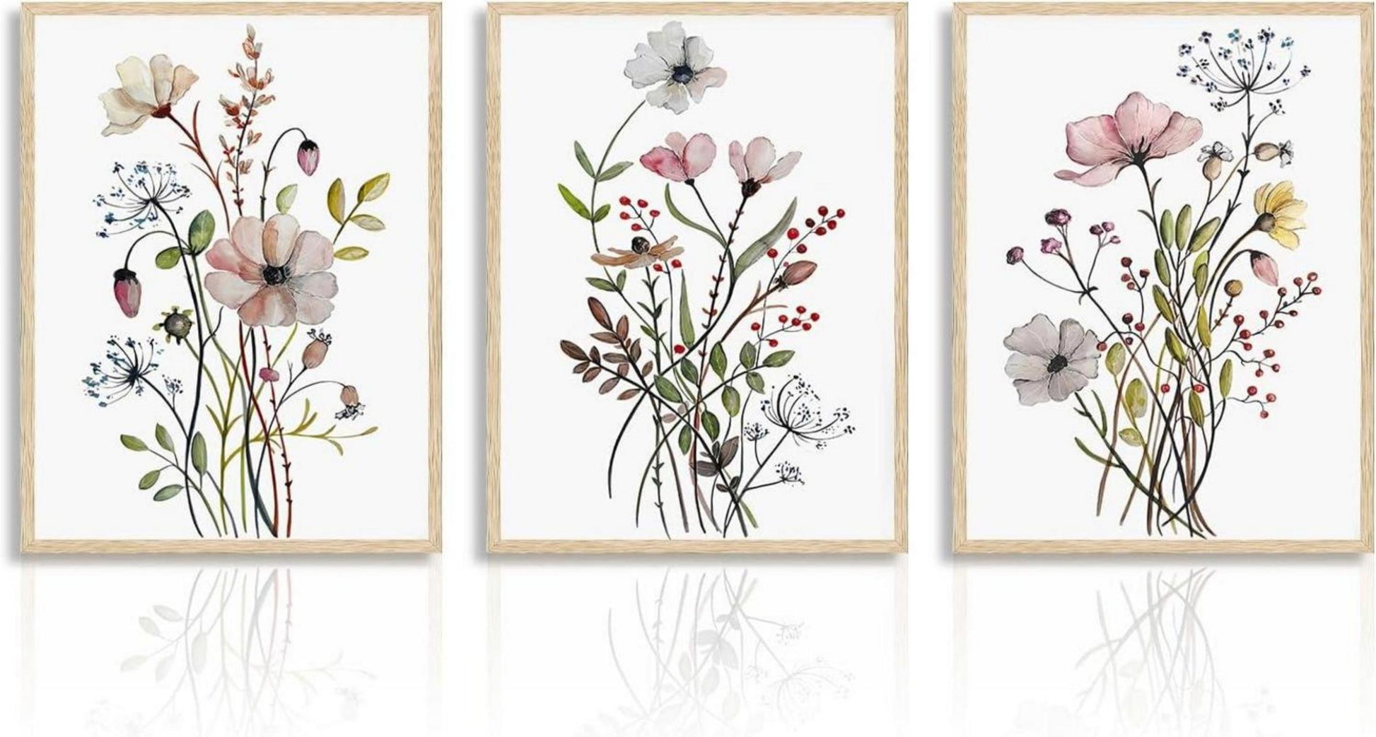 Botanische Wandbilder Blumen Leinwandbilder Set 30x40 Ungerahmt
