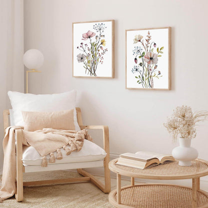 Botanische Wandbilder Blumen Leinwandbilder Set 30x40 Ungerahmt