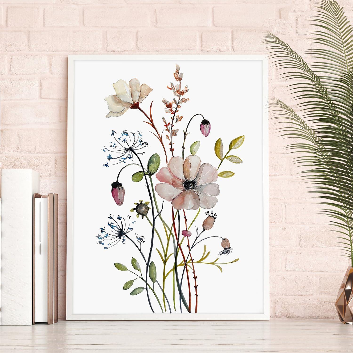 3er Set Wildblumen Leinwandbilder für Wanddekoration, 30x40 cm