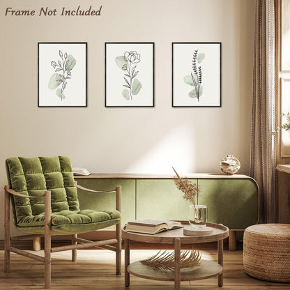 Abstrakte Botanische Wandbilder Salbei Grüne Blumen 30x40 cm