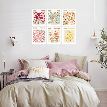 Vintage Botanische Leinwandbilder Wanddekoration 20x25cm, 6er Set