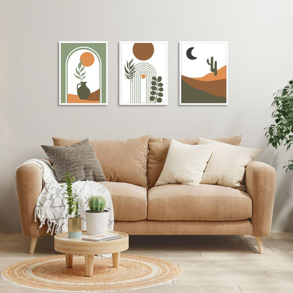 Boho Abstrakte Wandbilder Sonne Mond Geometrische