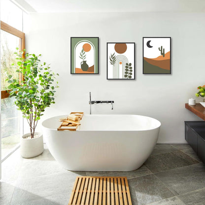 Abstrakte Sonne Mond Geometrische Leinwandbilder 30x40 cm 3er Set