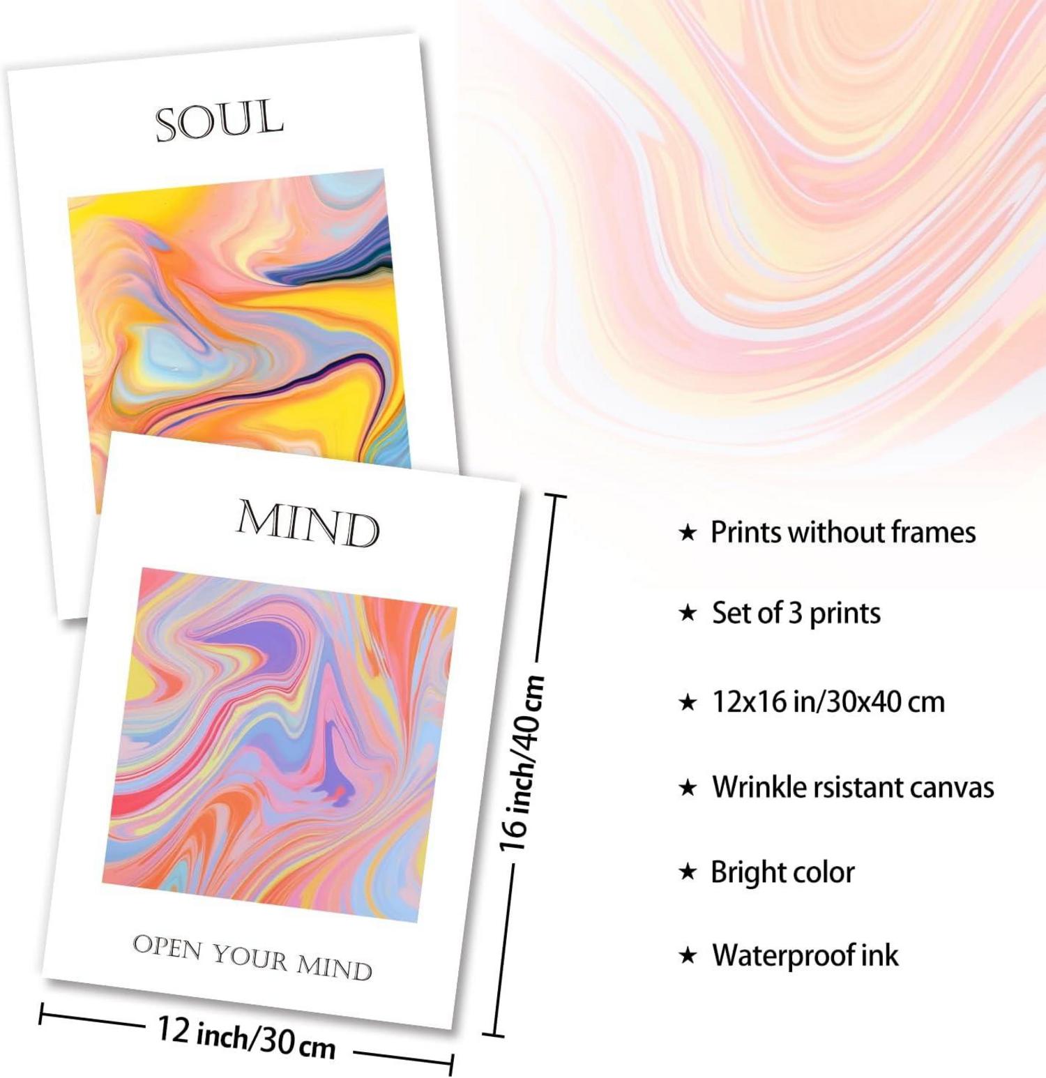 Inspirierende Spirituelle Abstrakte Leinwand Bilder 30x40cm 3er Set