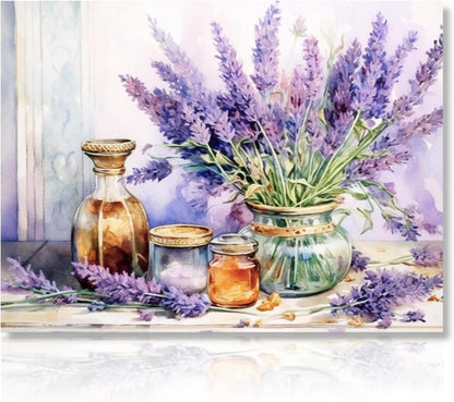 Vintage Lila Lavendel Blumen Leinwandbilder 30x40 cm Wanddeko