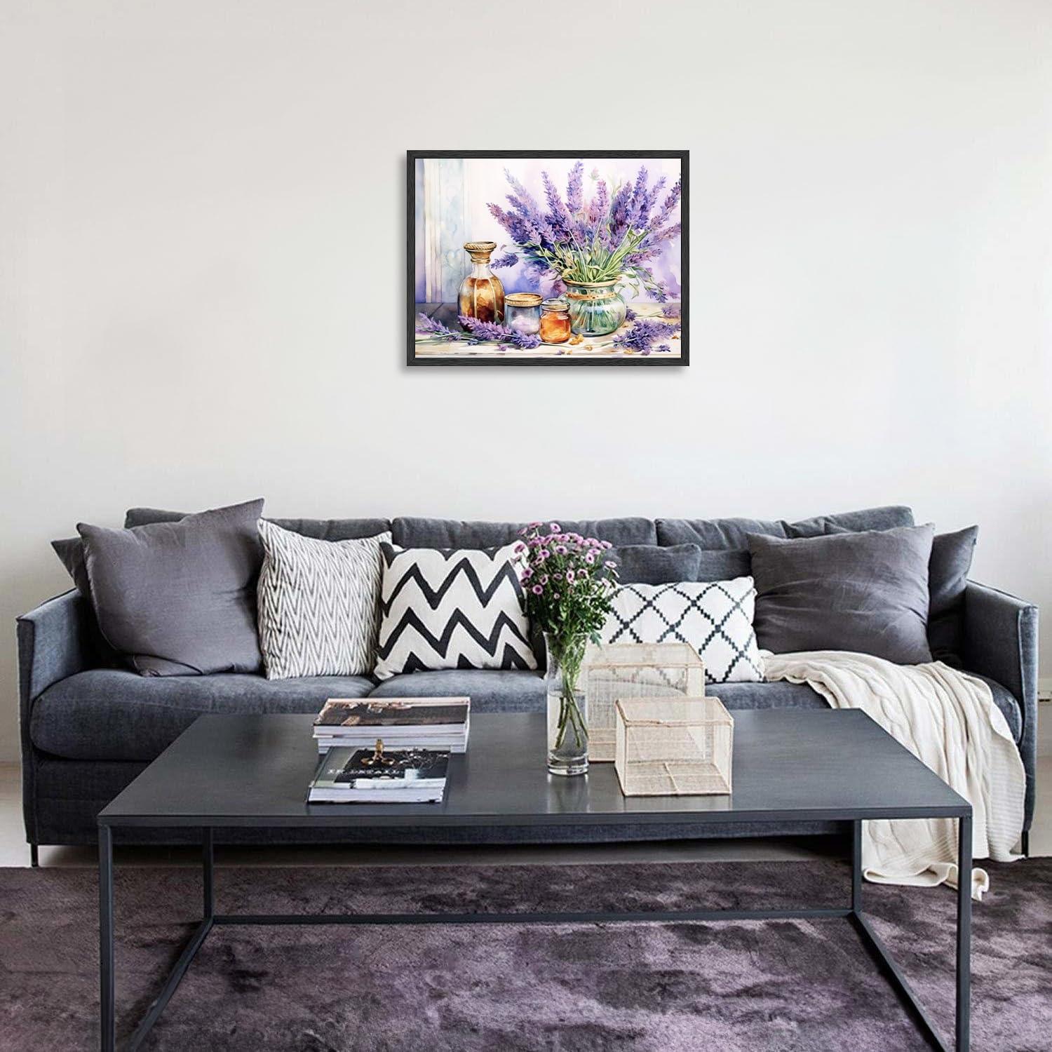Vintage Lila Lavendel Blumen Leinwandbilder 30x40 cm Wanddeko