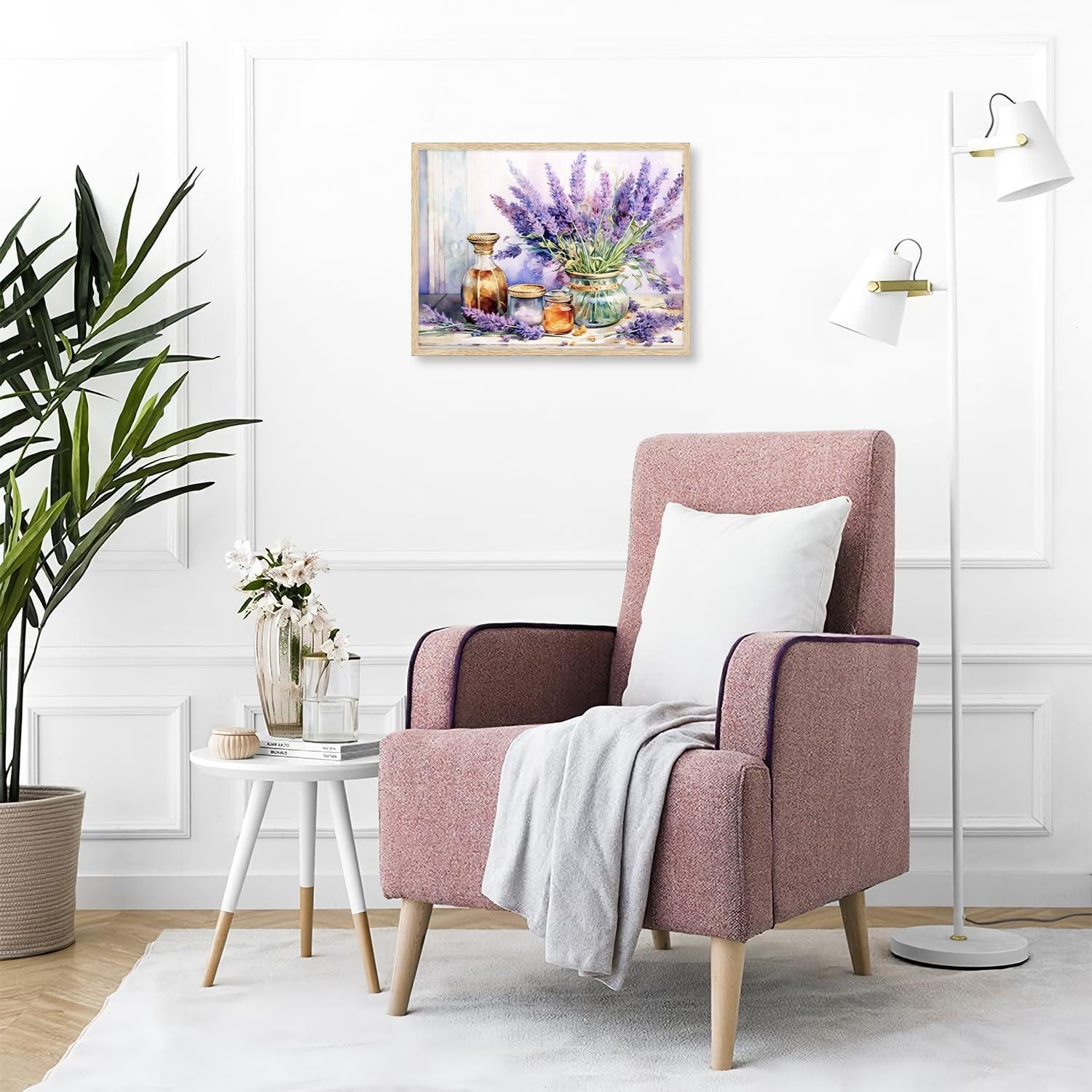 Vintage Lavendel Blumen Leinwand Wandbilder 30x40cm Wohnzimmer Schlafzimmer