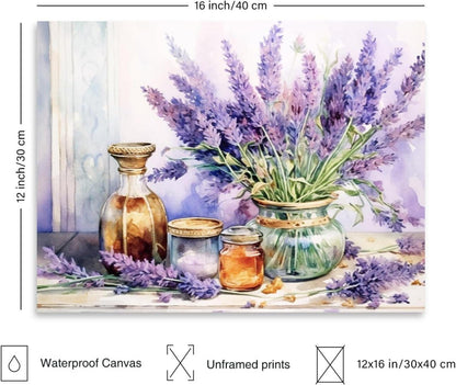 Deko Wandbilder Lavendel Blumen Leinwand 30x40cm Vintage Schlafzimmer