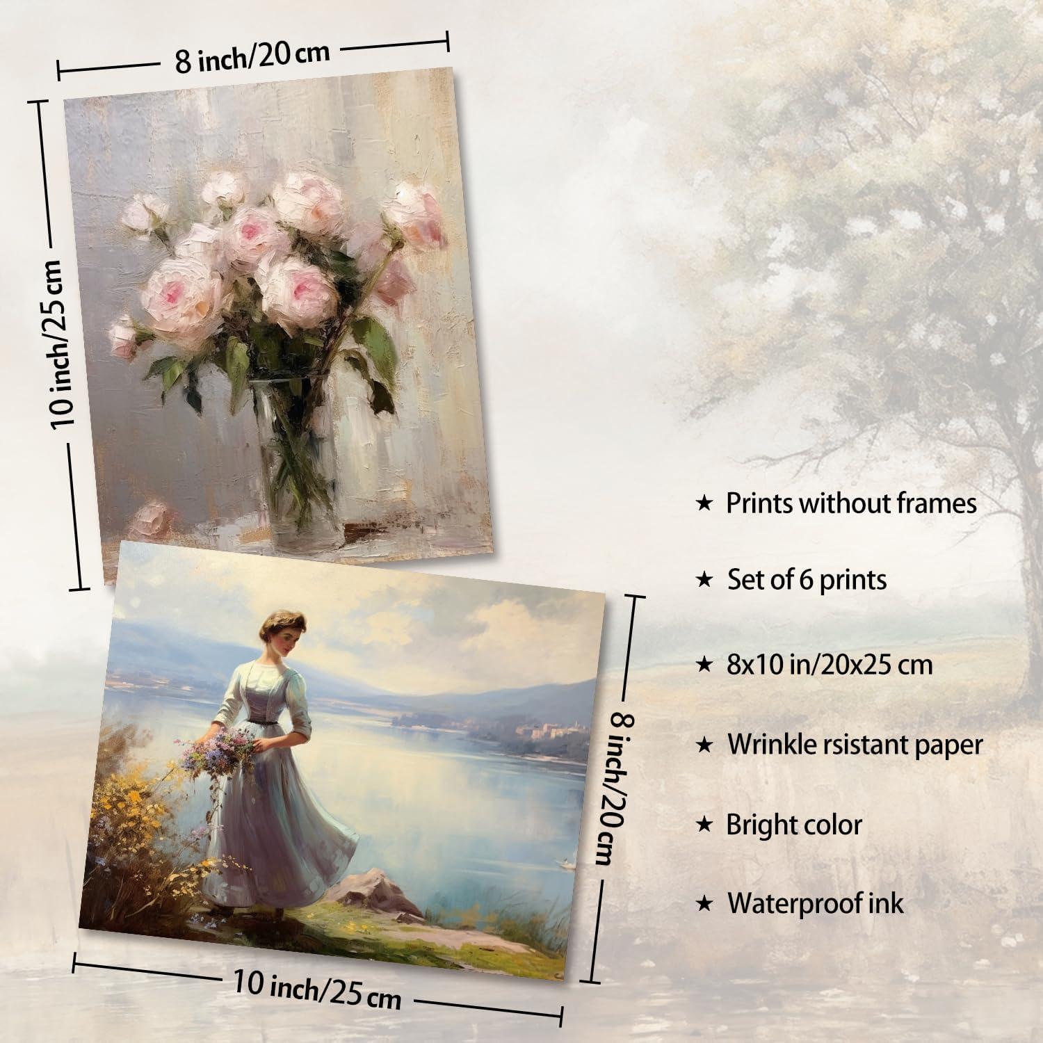 Vintage Rustikale Botanische Leinwandbilder Bauernhaus Deko 20x25 cm 6er Set