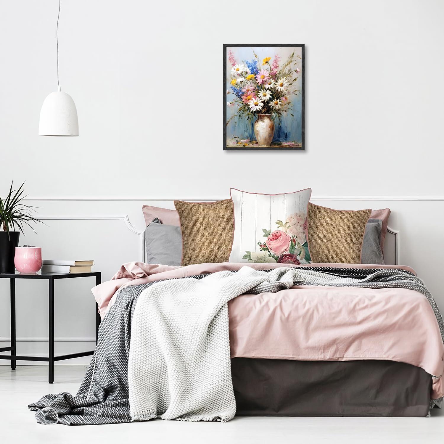 Vintage Blumen Leinwandbild 30x40 cm für Schlafzimmer und Wohnzimmer