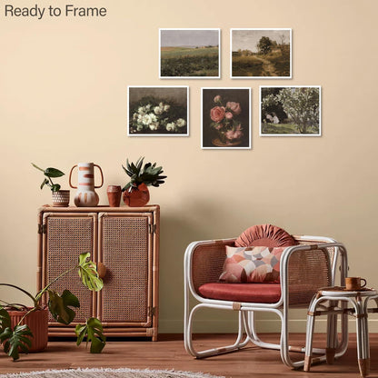 Vintage Französisches Land Blumen Wandbilder Set 20x25 cm 6er ohne Rahmen