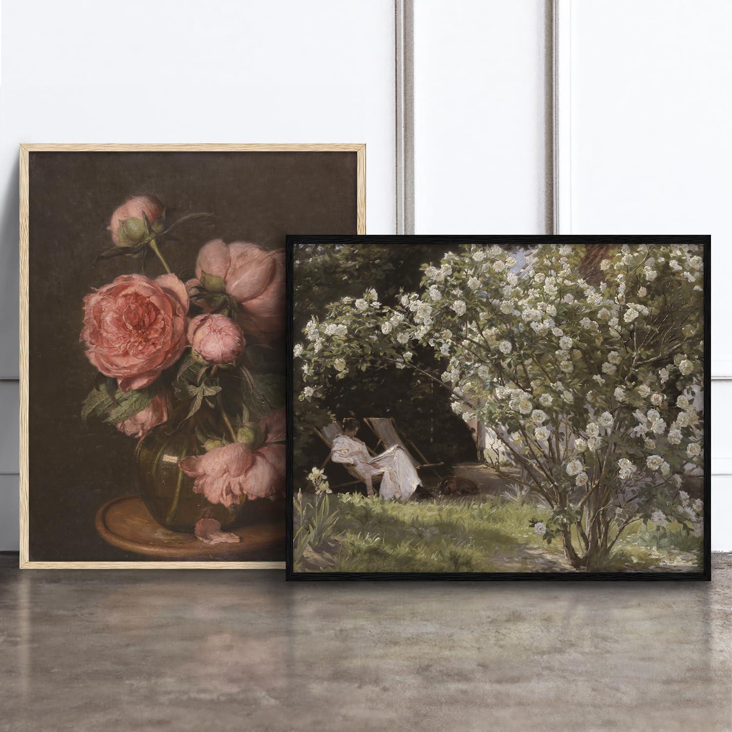 Vintage Wandbilder Französische Blumen Leinwand 20x25cm 6er Set