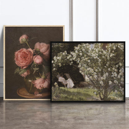 Vintage Wandbilder Französische Blumen Leinwand 20x25cm 6er Set