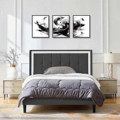 Abstrakte Wandkunst Poster 3er Set Schwarz Weiß 30x40cm