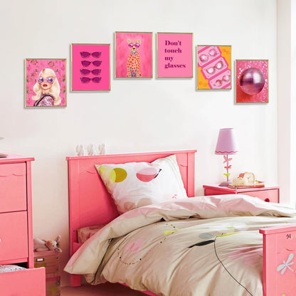 Dazzlewall Rosa Discokugel Leinwandbilder 20x25 cm 6er Set - Non fading