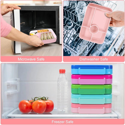 Brotdose Kinder Lunchbox Auslaufsicher 5 Fächer Snackbox Rosa