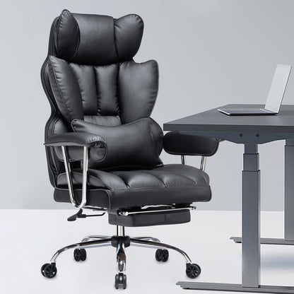 Efomao Bürostuhl ergonomisch mit PU Leder, Fußstütze und
