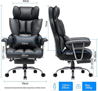 Ergonomischer Bürostuhl mit Fußstütze und Lendenwirbelstütze