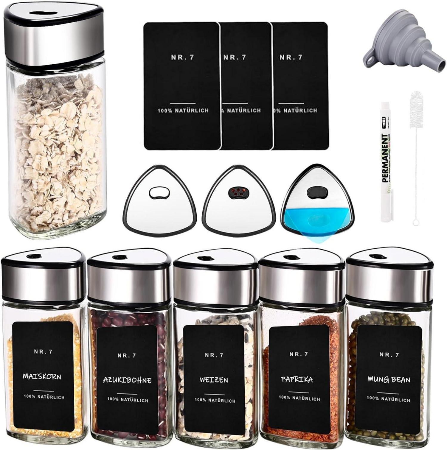 Gewürzdosen Set 6-teilig Luftdicht 100ml mit Verschluss