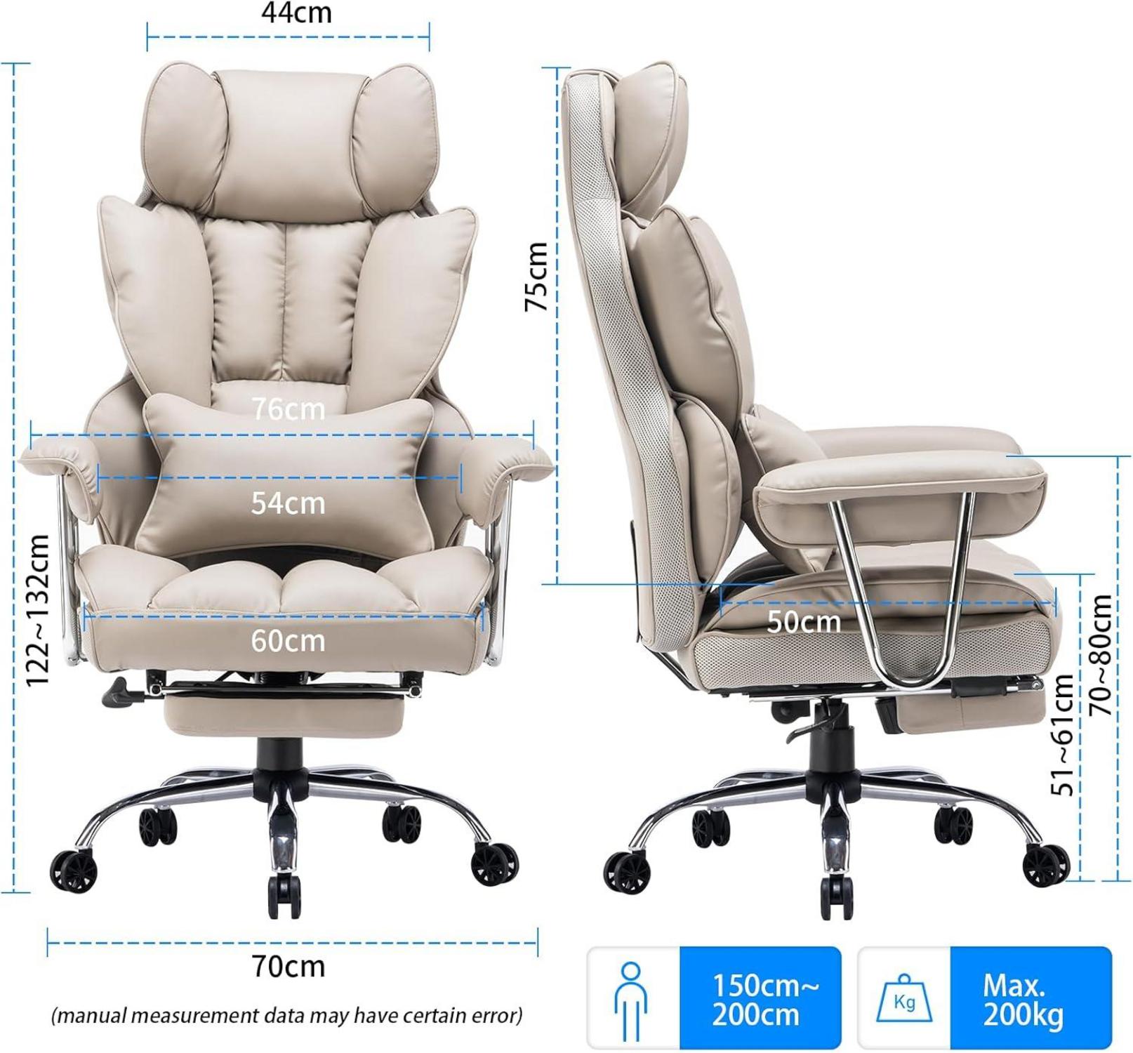 Ergonomischer Bürostuhl mit Fußstütze und Lendenwirbelstütze