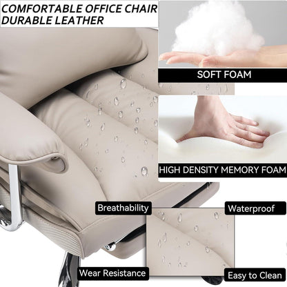 Ergonomischer Bürostuhl mit Fußstütze 200 kg PU Leder Grau