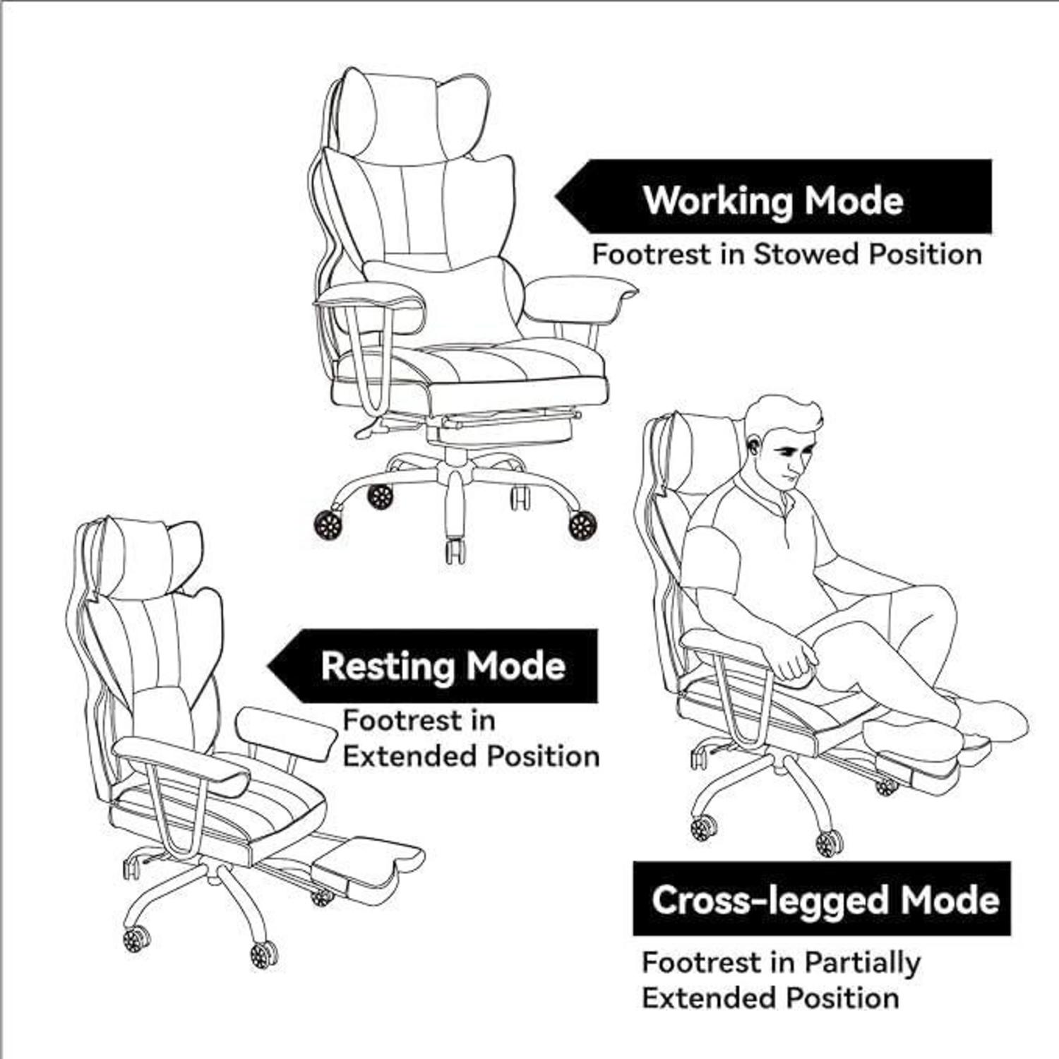 Efomao Bürostuhl ergonomisch PU Leder Chefsessel 200kg Grau