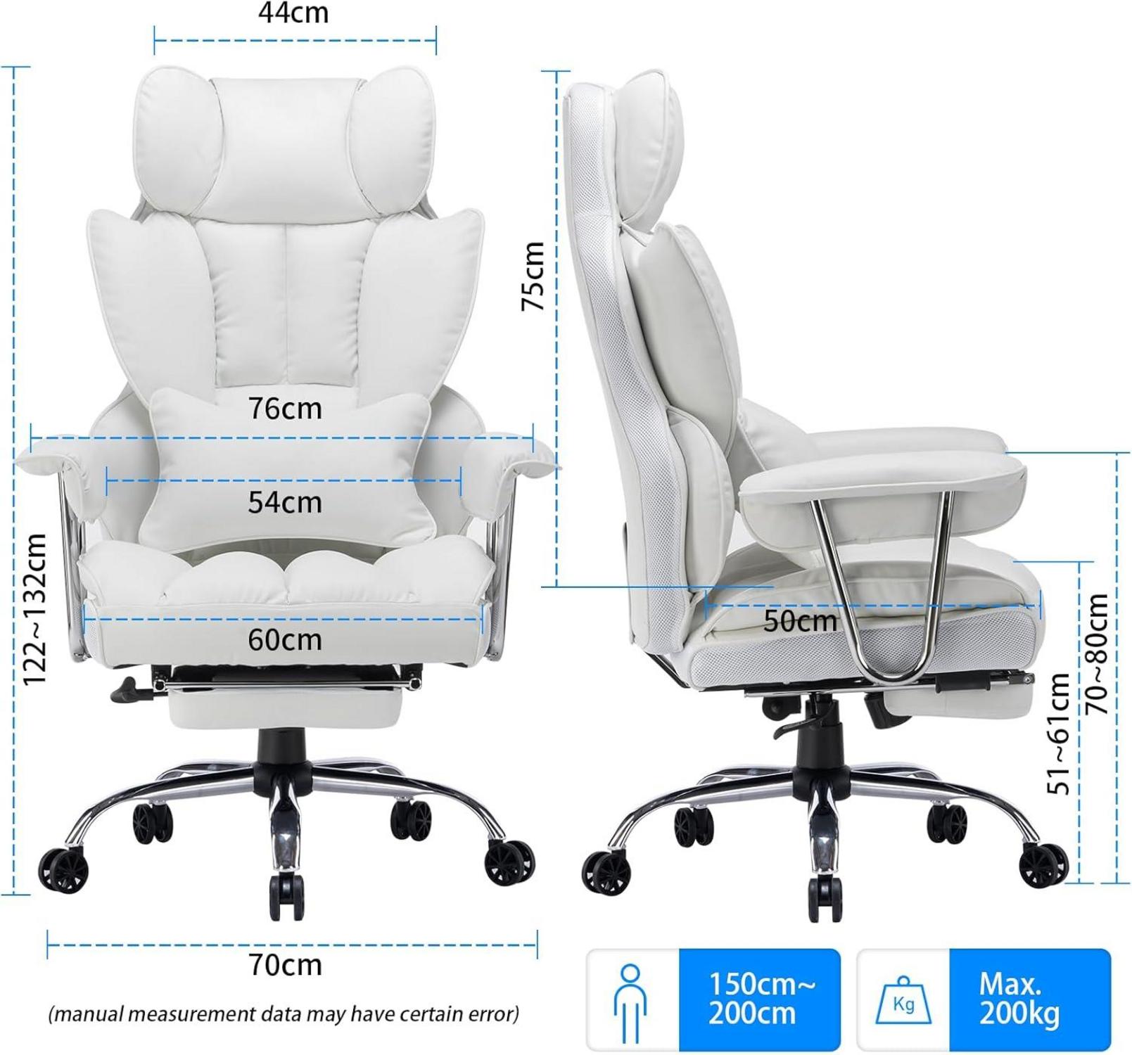 Efomao Ergonomischer Chefsessel mit Fußstütze und Lendenwirbelstütze